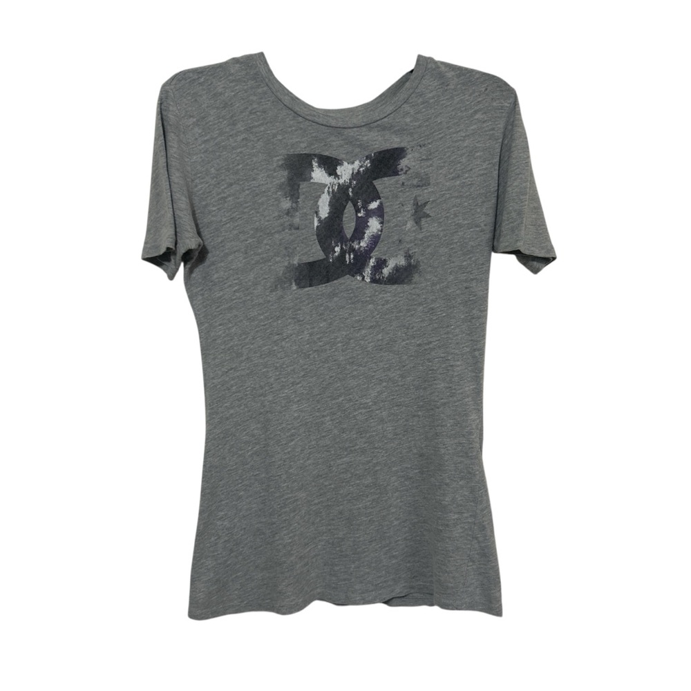 DC Shoes Heather Gray Distressed Graphic Logo T-Shirt - Small